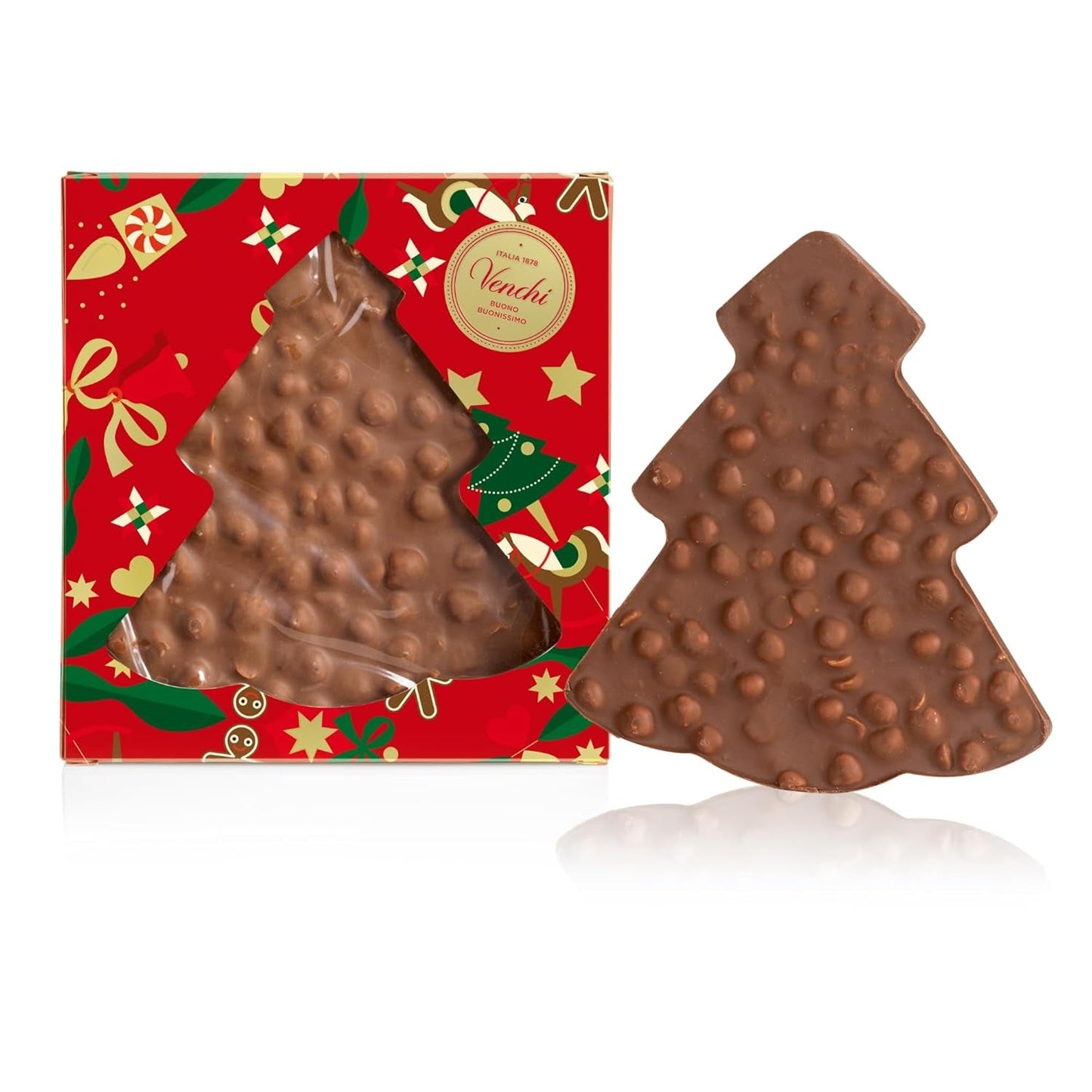 Venchi, Brutto&Buono, Handgjord "Piedmont Forest Hazelnut" Gran Tree Shaped Milk Chocolate Bar, 200 g, Glutenfri, Limited Edition Christmas Collection, Present Idé