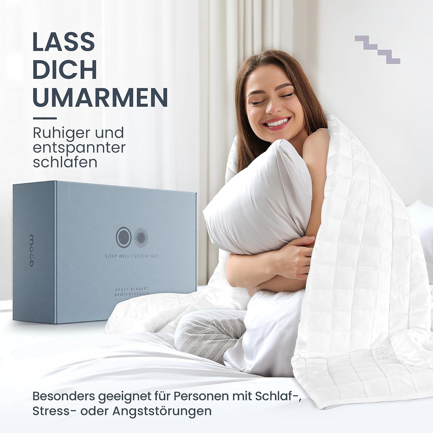 7 kg terapeutisk filt I 135X200Cm I För vilsam sömn I Högkvalitativ viktfilt tillverkad av ventilerande bomull I Avstressande och terapeutisk - Inklusive packbox med bärhandtag Sängar och filtar Besuche den mÃ¼Ã¼d-Store