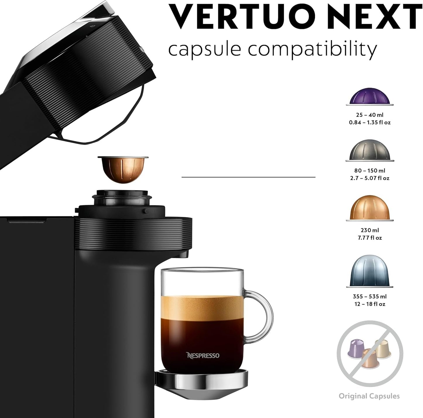 Nespresso kaffemaskin De'Longhi Vertuo Next, ENV120.BM, mattsvart