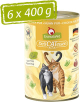 GranataPet DeliCatessen Chicken PUR, Nassfutter für Katzen, Futter ohne Getreide & ohne Zuckerzusätze, Katzenfutter mit hohem Fleischanteil & högkvalitativa oljor, 6 x 400 g
