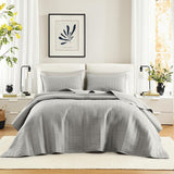 Comfort Spaces Kienna Quilt Set, Lyxiga dubbla sömmar, Sommarfilt, Lättvikts, Mjuk, Året Runt Sängkläder, Matchande Örngott, Vit, Filt för King Size-sängar (264,2 X 228,6 Cm), Naty Shop Täcken och täcken Grå Oversized King Överkast (120" X118")