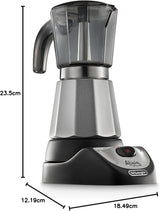 De'Longhi Alicia Plus EMKM6.B Moka Pot (360° roterbar, 550 W) Silver-svart