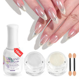 Saviland Chrome Nail Powder Set - Pink Laser Chrome Nail Powder Mirror Effect Laser Nail Art, Nail Glitter Manikyr Dekorativt pulver med svamppinnar, Nail Glitter Powder Nagelsalong