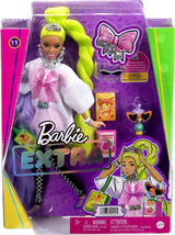 Barbie HDJ44 - Extra #11 docka i överdimensionerad T-shirt och leggings med papegoja, extra långt neongrönt hår och tillbehör, flexibla leder, presentleksak för åldrarna 3+ Naty Shop Dolls