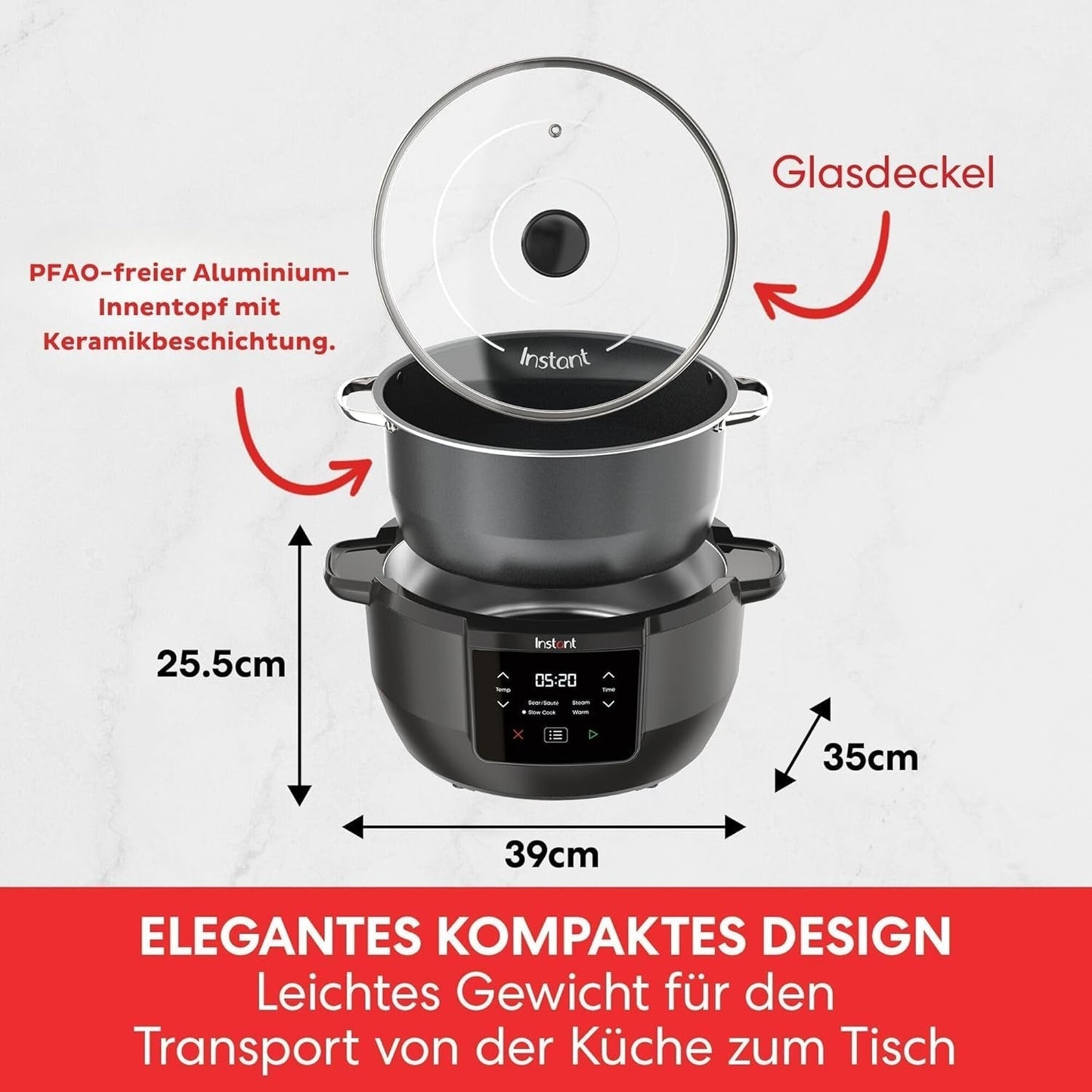 Instant Pot Superior Slow Cooker, 7,1 L Multicooker, 4 matlagningsfunktioner, 800W Slow Cooker Naty Shop