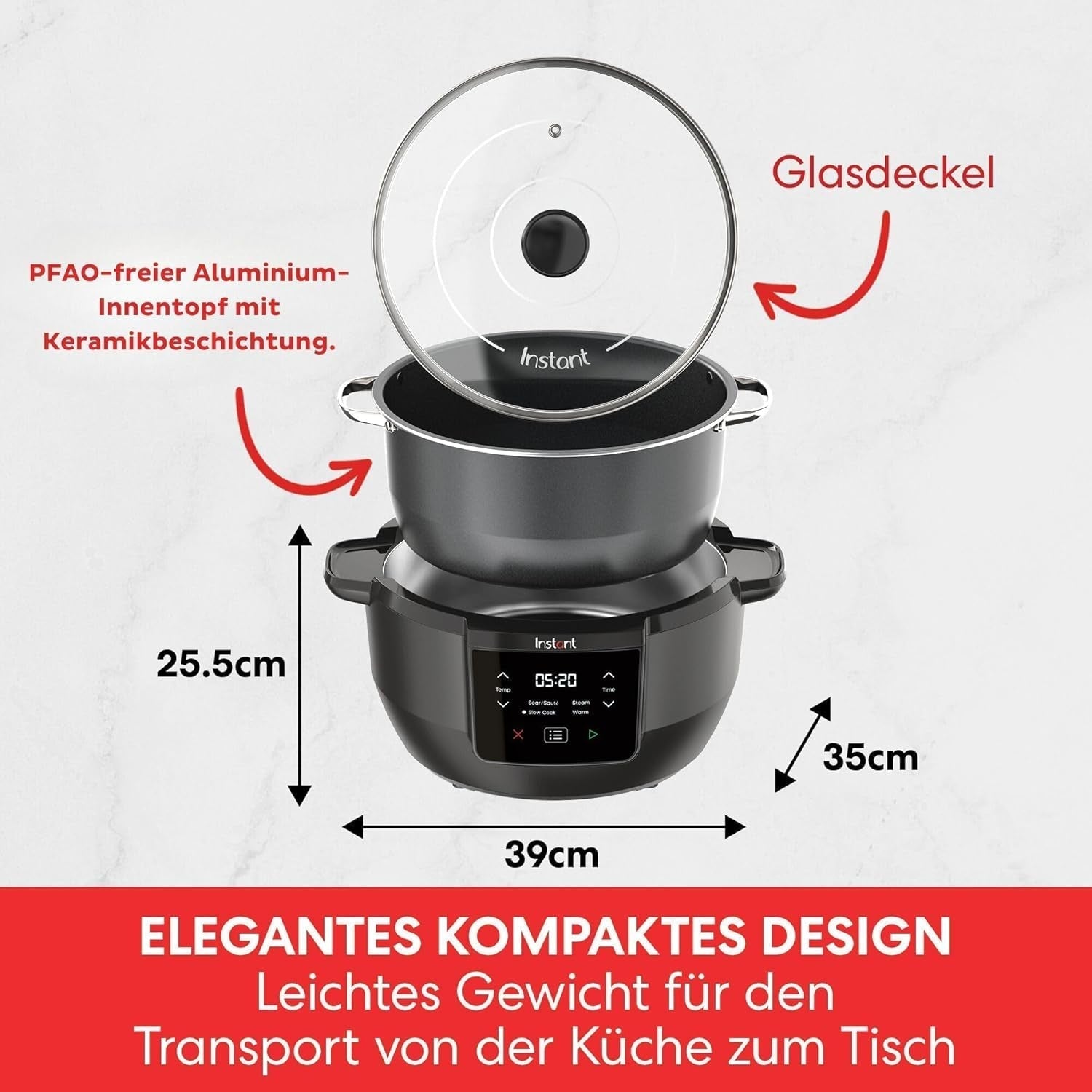 Instant Pot Superior Slow Cooker, 7,1 L Multicooker, 4 matlagningsfunktioner, 800W Slow Cooker Naty Shop