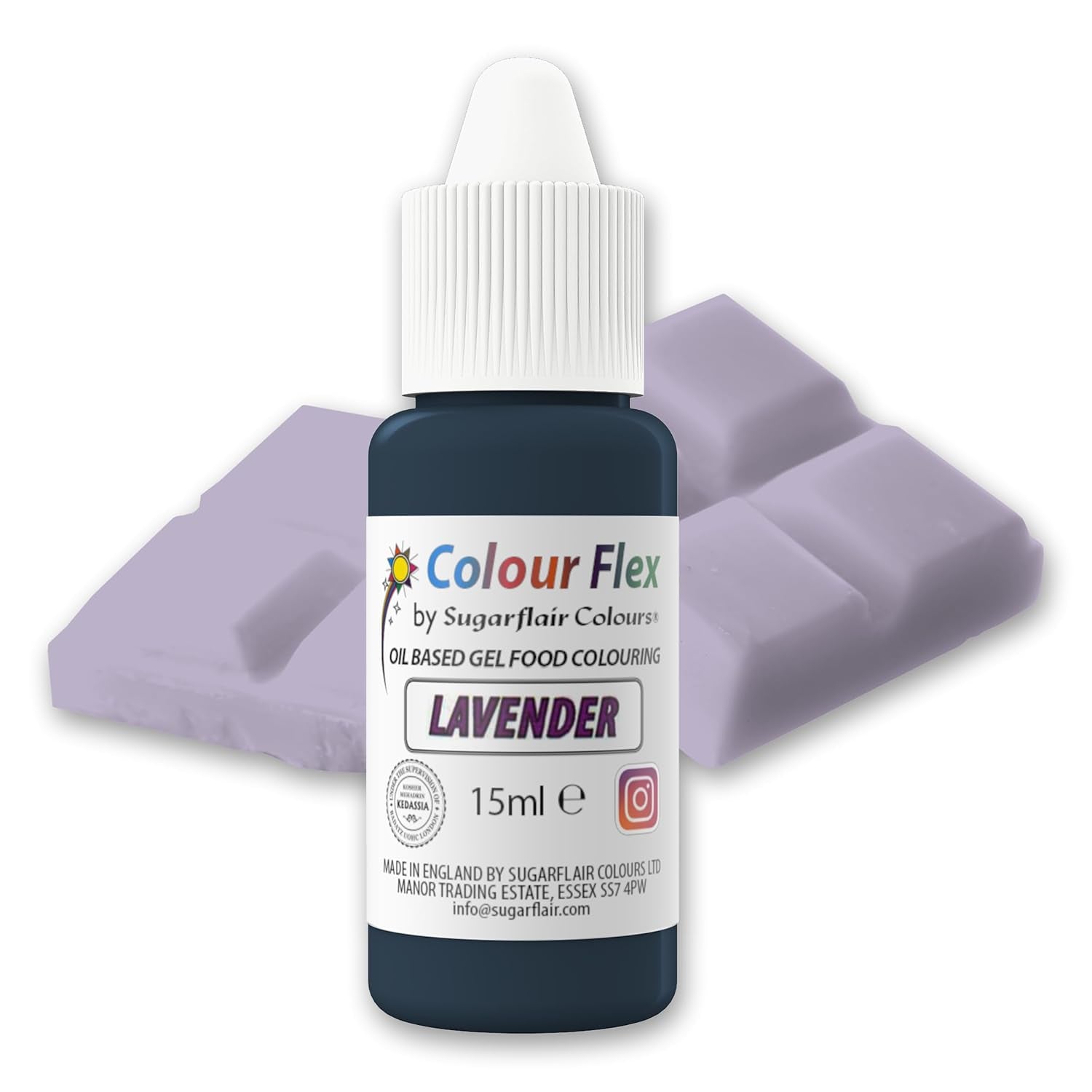 Sugarflair Colourflex Oil Based Food Coloring Lavendel, högkoncentrerad flytande livsmedelsfärg för smörkräm, choklad, deg, fondant, glasyr och mer - 15ml