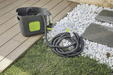 GF SRL, Aquapop Grey Pro 15, självförlängande flätad slang Tillverkad i Italien, med styv plastbehållare, ergonomisk mini trädgårdsspruta, trädgårdsbevattningsanslutningar, mörkgrå