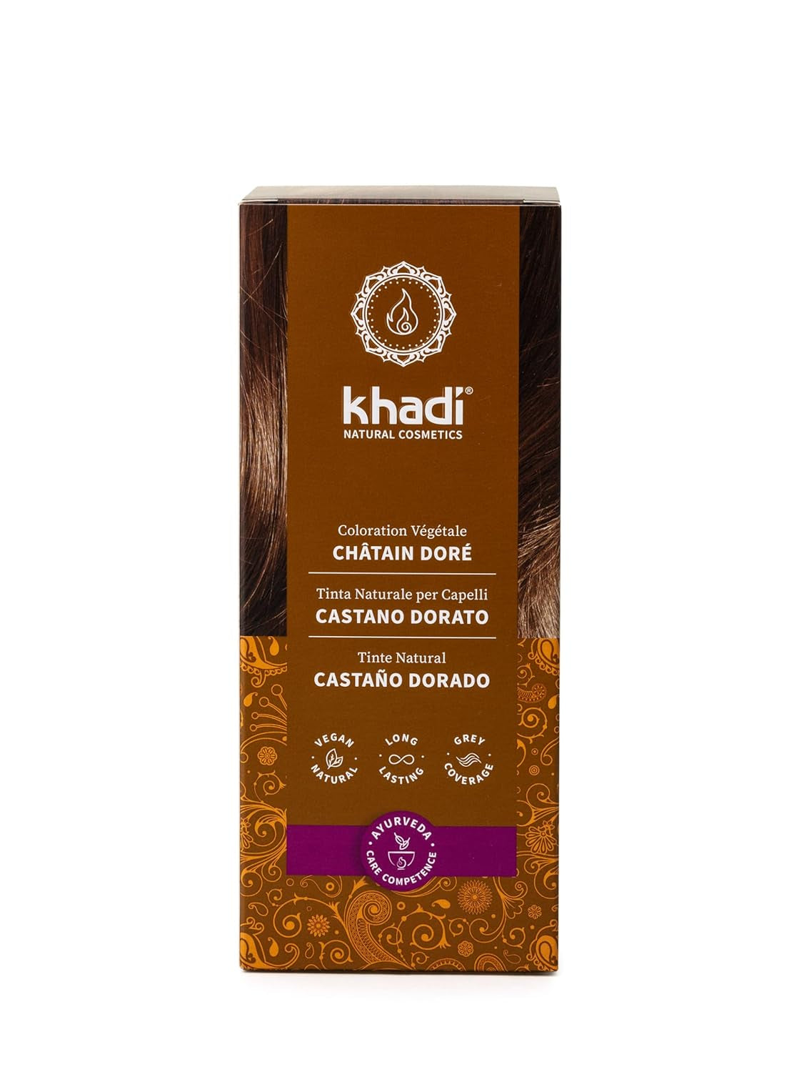 khadi GOLDBRAUN växtbaserad hårfärg, hårfärg från ljus bärnsten till mjuk och glänsande gyllenbrun, 100 % växtbaserad naturlig hårfärg, naturlig och vegan, certifierad naturlig kosmetika, 100 g Naty Shop Hair Dye