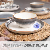 Moritz & Moritz TARENTO 24-delat servisset för 6, grå - Elegant tallriksset i stengods av hög kvalitet - Matservisset innehåller 6 mattallrikar, 6 desserttallrikar, 6 middagstallrikar och 6 koppar