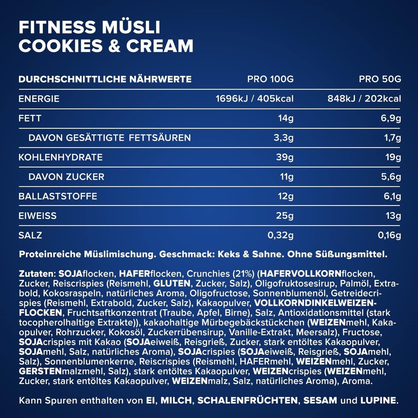 IronMaxx Fitness Müsli - Cookies & Cream, 2 kg påse | Proteinrik vegansk müsli med krispigt innehåll | Låg i socker och hög i fiber