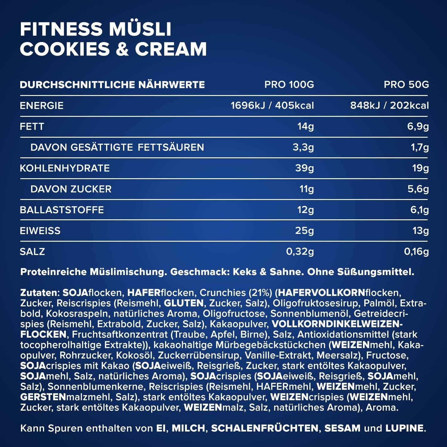 IronMaxx Fitness Müsli - Cookies & Cream, 2 kg påse | Proteinrik vegansk müsli med krispigt innehåll | Låg i socker och hög i fiber