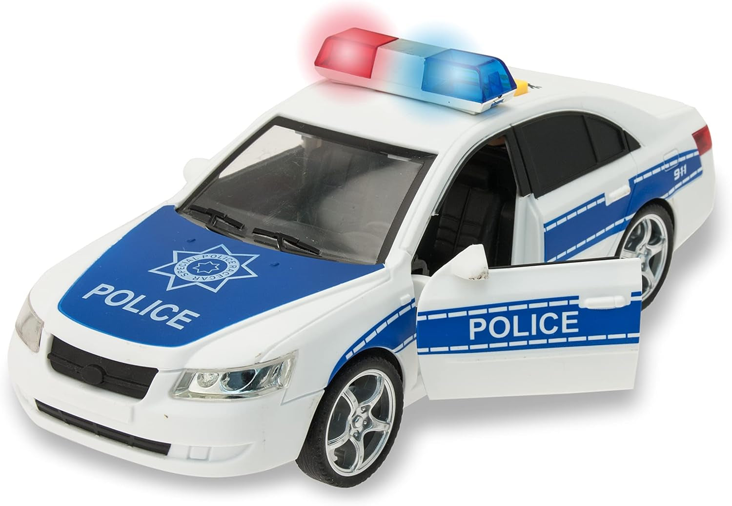 Macchina polisbil med ljus och ljud Skala 1:16, Flerfärgad (65075) Bebe Naty Shop Toys Polisbil med ljus och ljud Skala 1:16