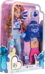 Disney ILY 4EVER Fashion Dolls Stitch med rött hår 11,5" högt med 13 artikulationspunkter, två kompletta Mix-And-Match-outfits och gnistrande Musse ring för dig! Naty Shop dockor