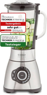 CASO B 1800 Powerblender-Set - Standmixer, 28 000 U/Min, Glasbehälter 1,75 L, Inkl. Trinkflasche Und Zerkleiner, Mixer Testsieger Mit Sehr Gut, Edelstahl Naty Shop Standmixer + Zubehör