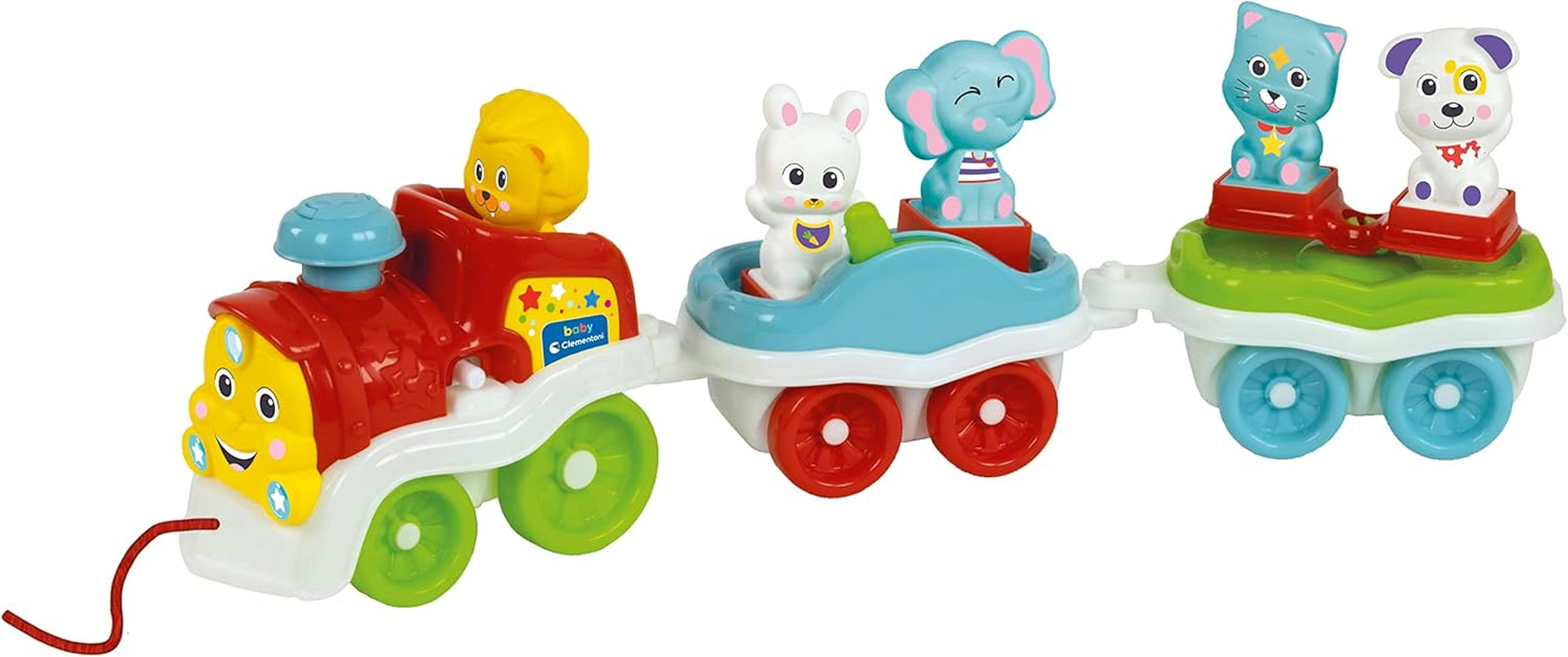 Clementoni Animali-3 Talking Interactive Expandable Electric Train Toy for 1 Year Old Baby (italiensk version) Tillverkad i Italien Flerfärgad 17740 Jucarii Bebe Naty Shop