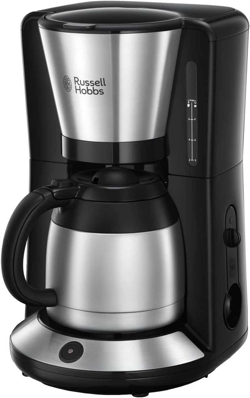 Russell Hobbs kaffebryggare [Duschhuvud för optimal extraktion och arom] Adventure (1 till 8 koppar, 1,0 L termokanna, automatisk avstängning, anti-droppsystem, 1100W) Filterkaffebryggare 24020-56