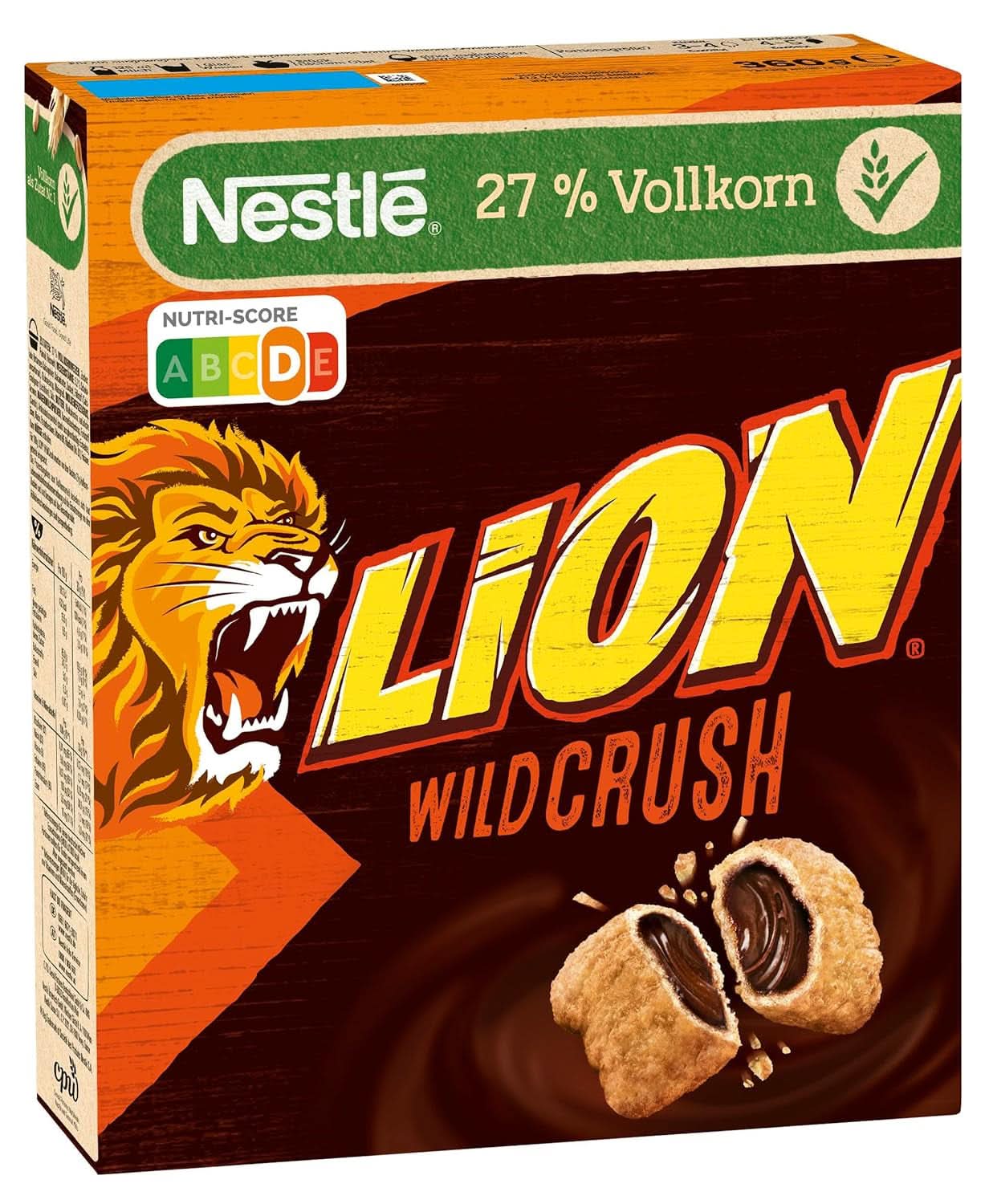 LION Wildcrush flingor, choklad och kola Frukostflingor, förpackning om 8 x 360 gram Naty Shop