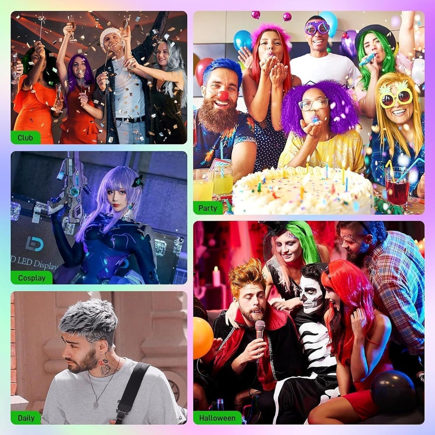 Tillfällig grön hårfärg, styling av hårfärg för män, kvinnor, naturlig hårpomada, hårfärgningsvax för fest, cosplay och halloween, jul, kräm tillfällig hårfärg (100 g, grön) Naty Shop hårfärgning
