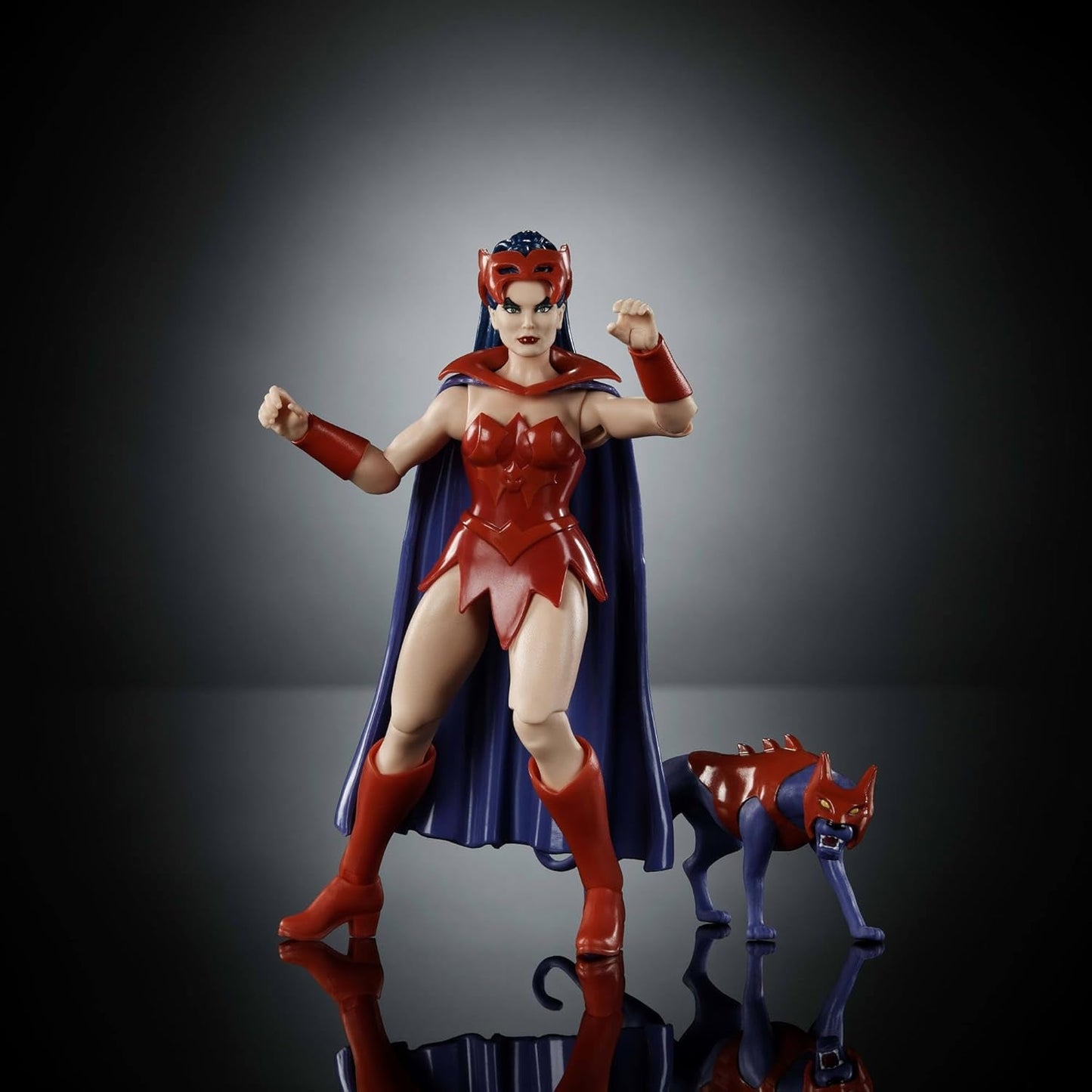 Masters of the Universe Origins Actionfigur Catra från Cartoon Collection, ca. 14 cm lång 1980-tals TV-serie Heroine Princess of Power Detaljerad design och katttillbehör JBM84 Actionfigurer Naty Shop