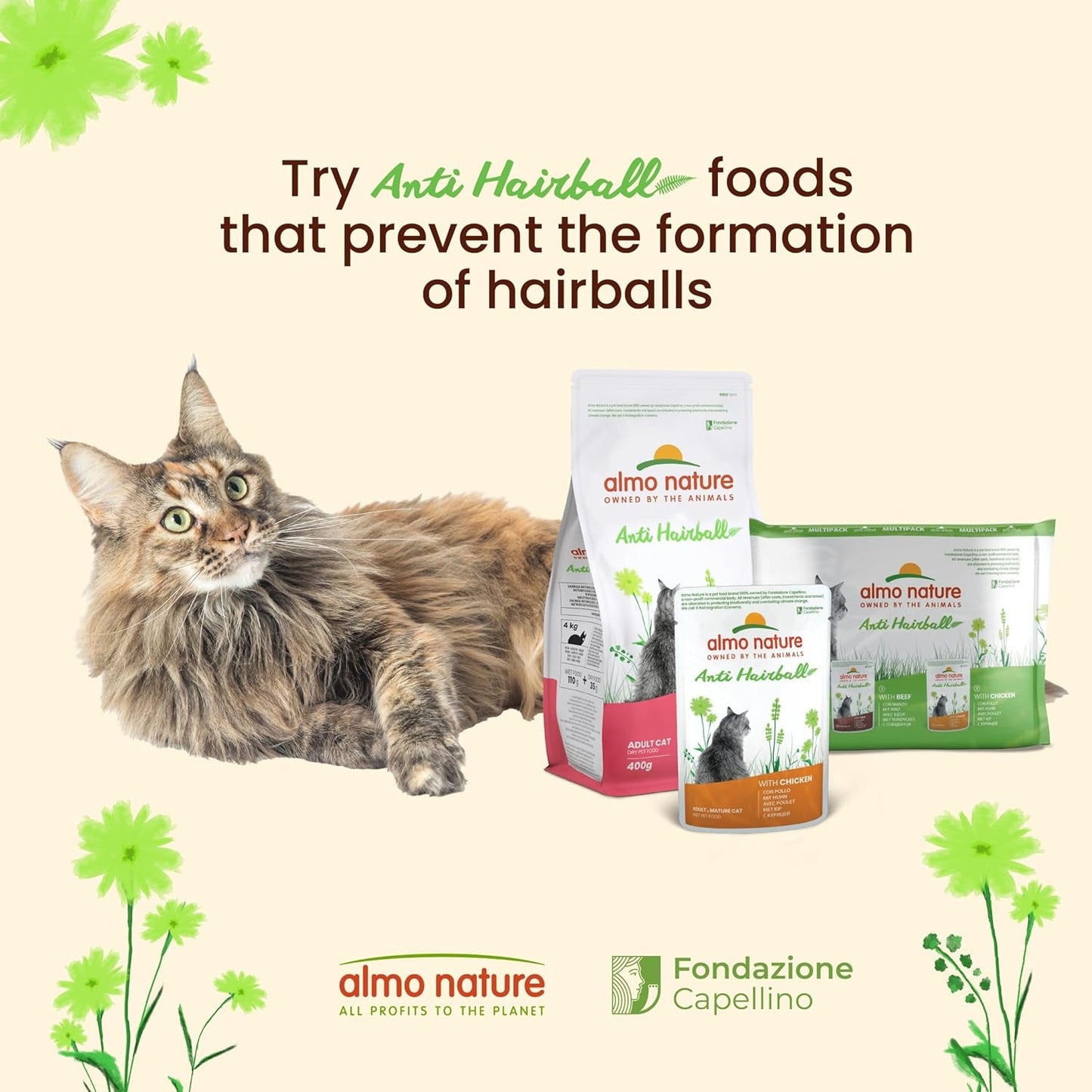 Almo Nature Functional - Anti-hårbollar - Våtfoder för vuxna och mogna katter - med valpar - Motverkar bildning av hårbollar - 70 g (förpackning med 30)