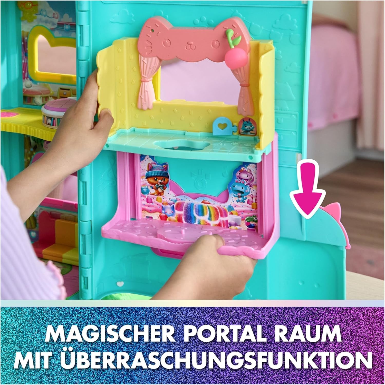 DREAMWORKS GABBY'S DOLLS HOUSE: THE MOVIE - Portal Room Kuchi's Sugar Sprinkled Kitchen med figur och tillbehör, för åldrarna 3 och uppåt