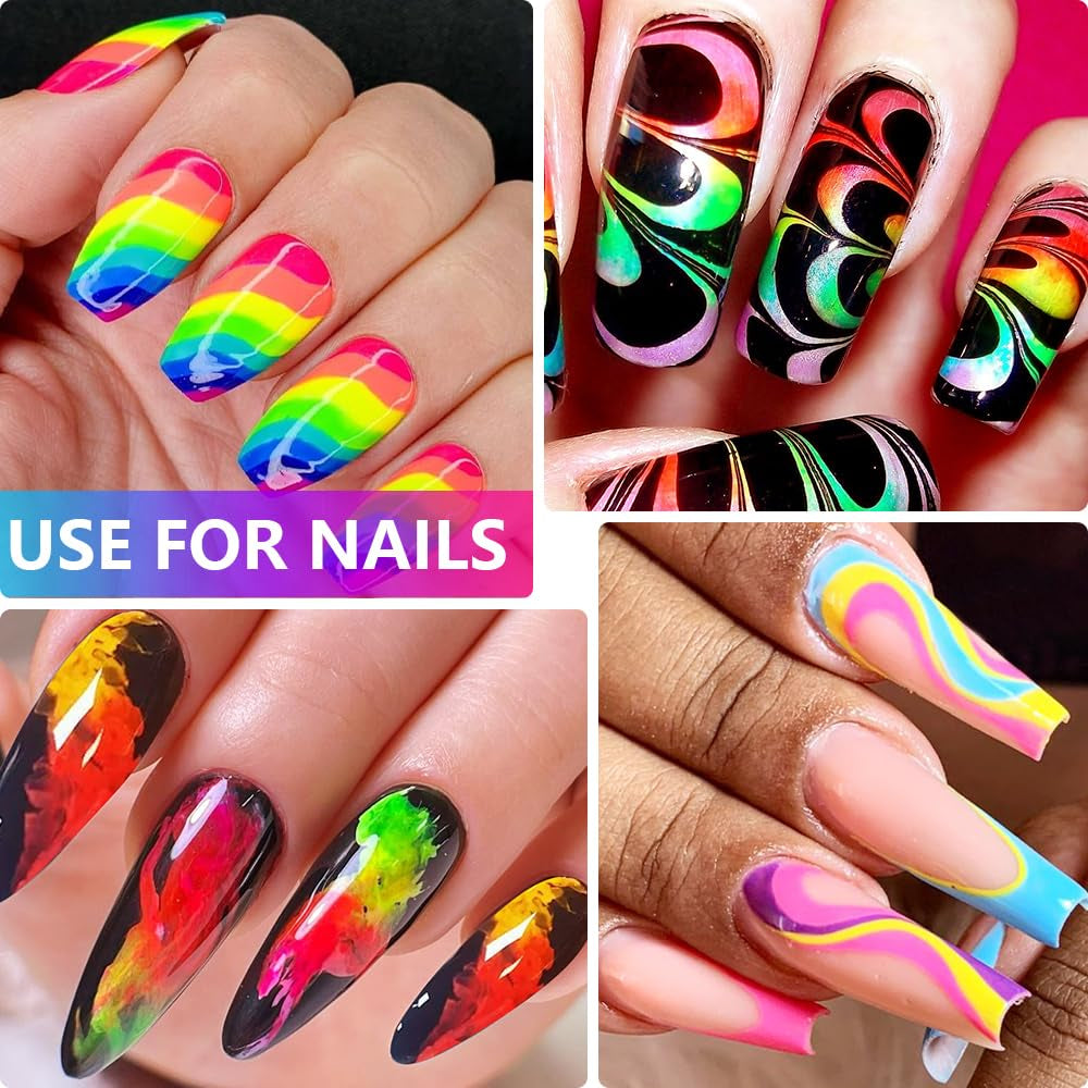 Neon Fosfor Pigment Pulver Für Nägel Lidschatten - 12 Färger Neon Nagel Glitzer Augenpulver Maniküre Halloween Neon Smink Dekoration Nail Art Staub Pigment
