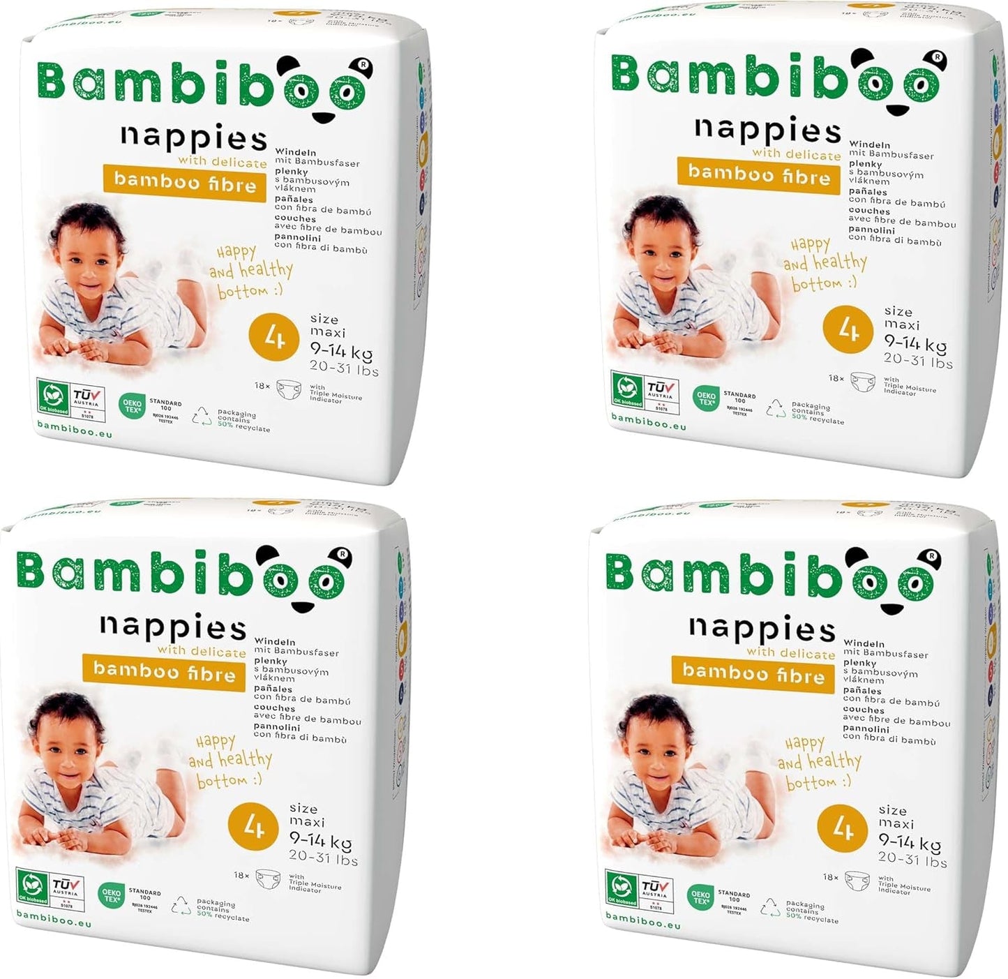 Bambiboo Mini engångsblöjor Hudvänliga med mjuk bambufiber navelsträngsöppning - Blöjor för nyfödda - Engångsblöjor för nyfödda - Hudskydd - Storlek 2, 25 st
