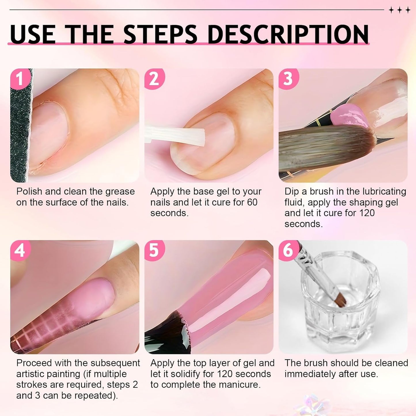 Polygel Nail Solution, Poly Gel Slip Solution Nail Kit, Polygel Liquid Nail Solutions 75 ml, 5 nagelklämmor, 3 nagelborstar, 1 kristallkopp, 100 rengöringsark