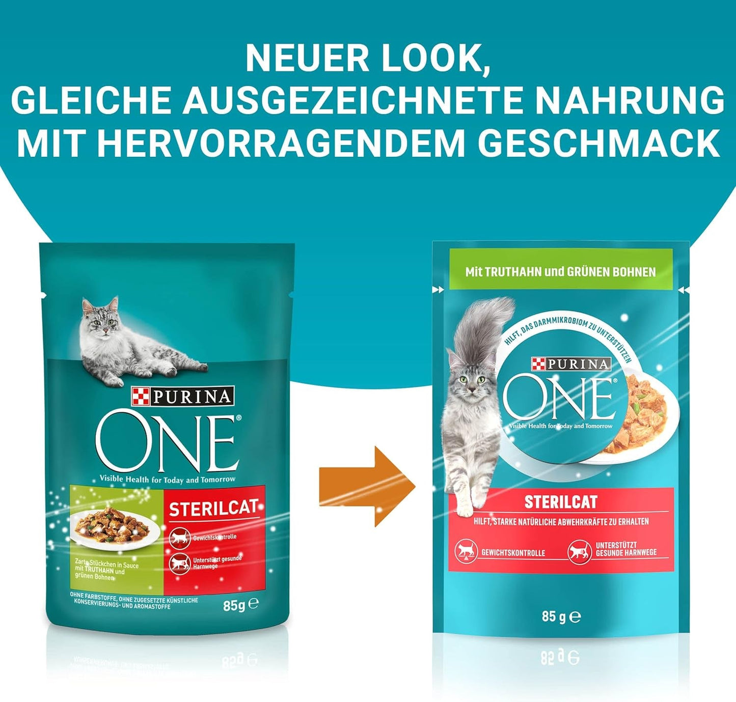 PURINA ONE STERILCAT Katzenfutter nass, zarte Stückchen in Sauce für sterilisierte Katzen, mit Turkiet, 26er Pack (26 x 85g)