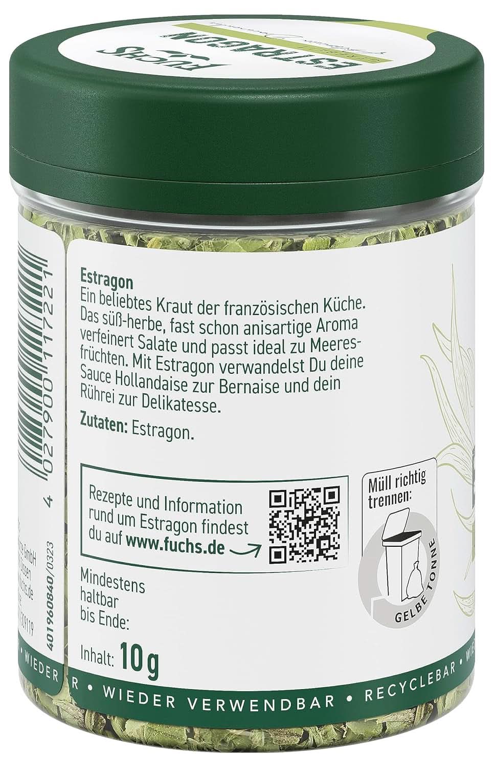 Fuchs, dragon, franska örter för att förädla sallader eller Hollandaisesås, 10 gram Condimente Naty Shop