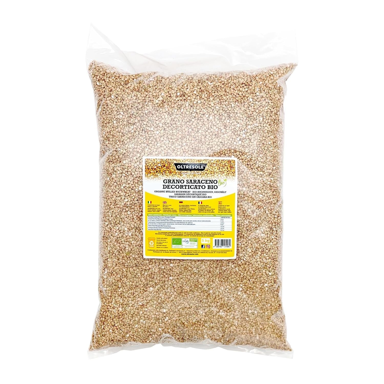 - Organic Buchweizen geschält 5 Kg - Getreide, nicht wärmebehandelt, aus biologischem Anbau, Convenience Package