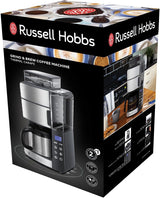 Russell Hobbs kaffebryggare med kvarn och termisk karaff [Digital timer, duschhuvud för optimal extraktion och arom] Grind&Brew (1-10 koppar, 3 malningsinställningar) Filterkaffebryggare 25620-56