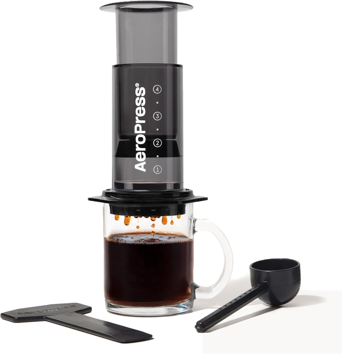 AeroPress original kaffe- och espressobryggare, bärbar kaffebryggare på baristanivå med kammare, kolv och filter, snabbkaffe- och espressobryggare