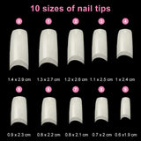Falska Naglar 500st Naturlig Färg Konstgjorda Falska Naglar 10 storlekar DIY Akryl Med Box Nagelborste Nagelbandsskjutare Nagelfil