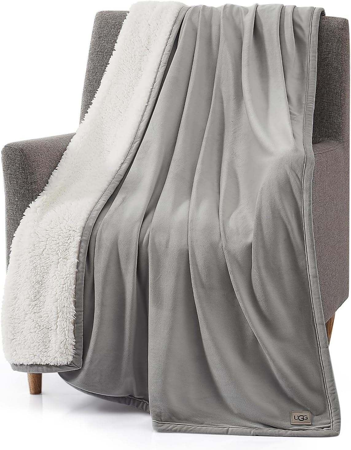 UGG 01465 Bliss Sherpa Slängfilt Helt vändbar för soffa eller säng Kan tvättas i maskin Lättskött Mjuk plysch Överdimensionerade lyxfiltar 178 X 127 cm Seal Naty Shop Täcken & täcken Standardtitel