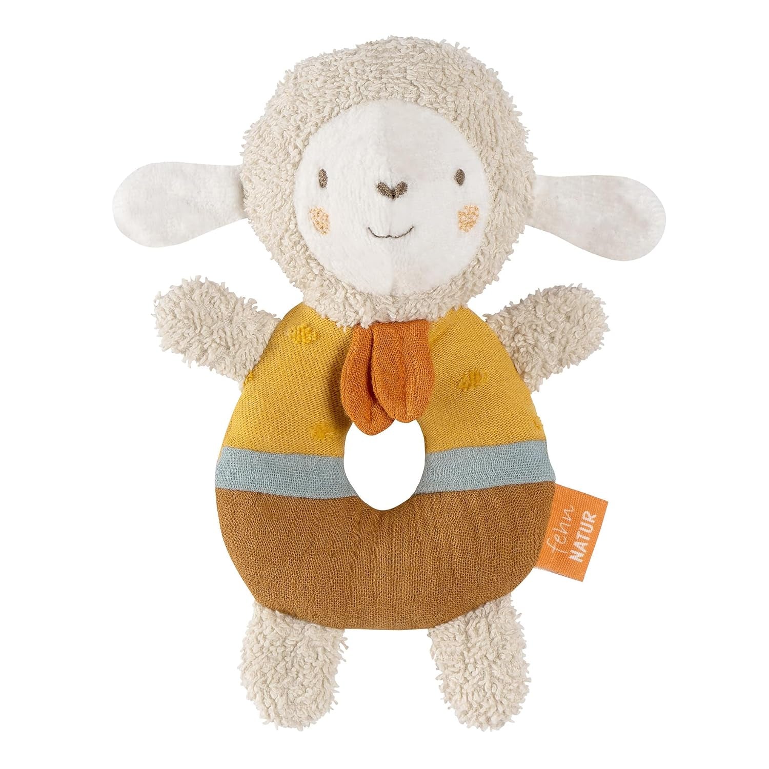Fehn baby grip ring fårleksak fehnNATUR - plyschleksak med ekologisk bomull - babyleksak med klocka och lekfull lärleksak - greppleksak för bebisar och småbarn från 0+ månader Babyleksaker Naty Shop Nature Sheep
