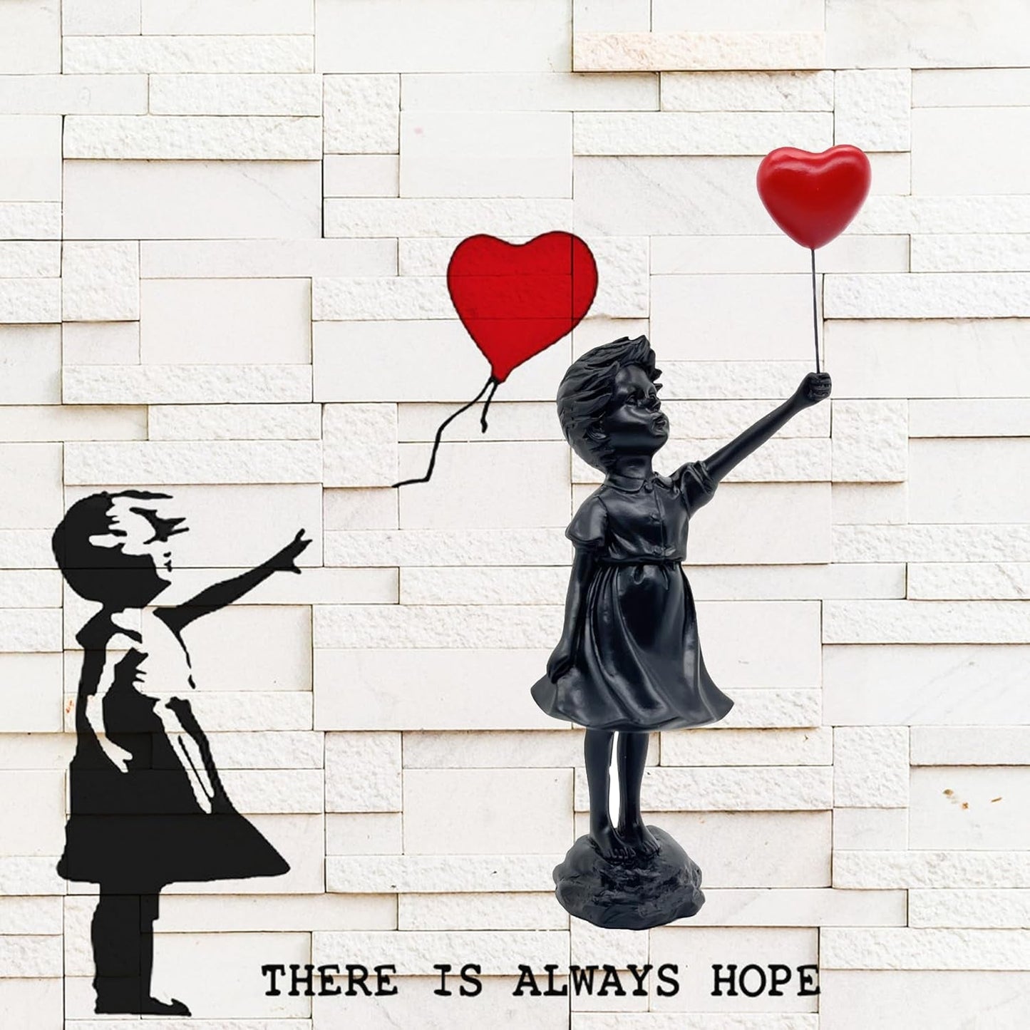 Söt ballongflicka Hartsskulptur Heminredning Staty Banksy Rött hjärta Girl Ballongfigur Modern konst Skulptur för bordshylla Dekor Statyer & skulpturer Naty Shop