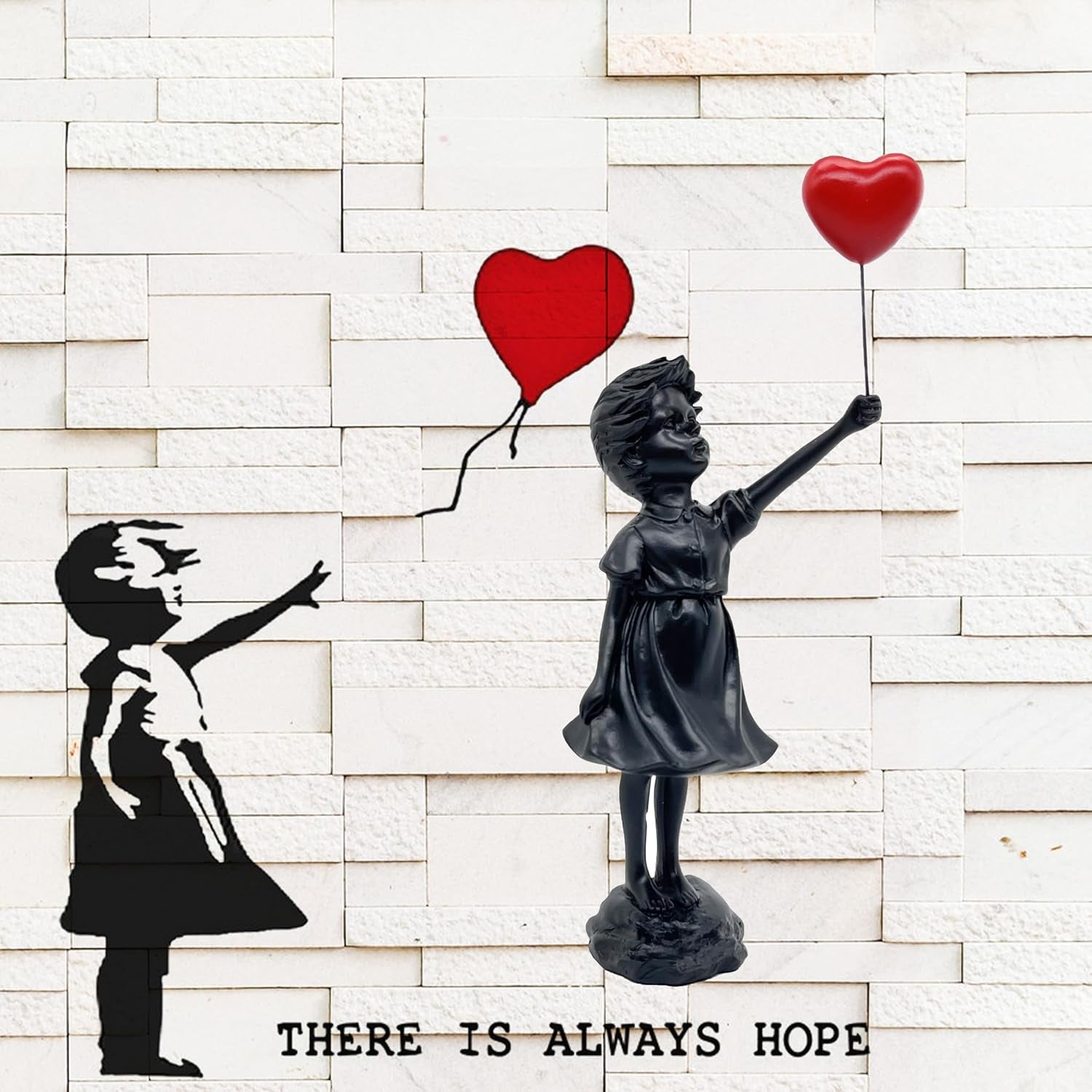 Söt ballongflicka Hartsskulptur Heminredning Staty Banksy Rött hjärta Girl Ballongfigur Modern konst Skulptur för bordshylla Dekor Statyer & skulpturer Naty Shop