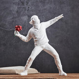 Söt ballongflicka Hartsskulptur Heminredning Staty Banksy Rött hjärta Girl Ballongfigur Modern konst Skulptur för bord Hylla Dekor Statyer & skulpturer Naty Shop Vit