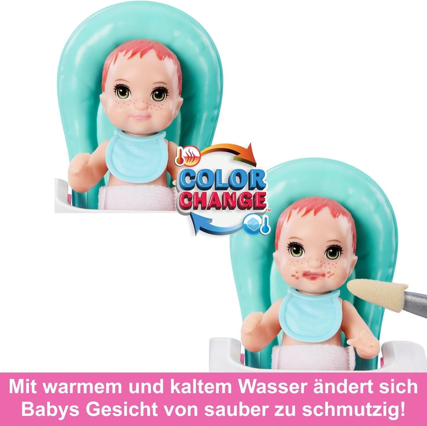 Barbie Skipper Docka och tillbehör Lekset Mat Barnvaktsset Färgskiftande leksak HTK35