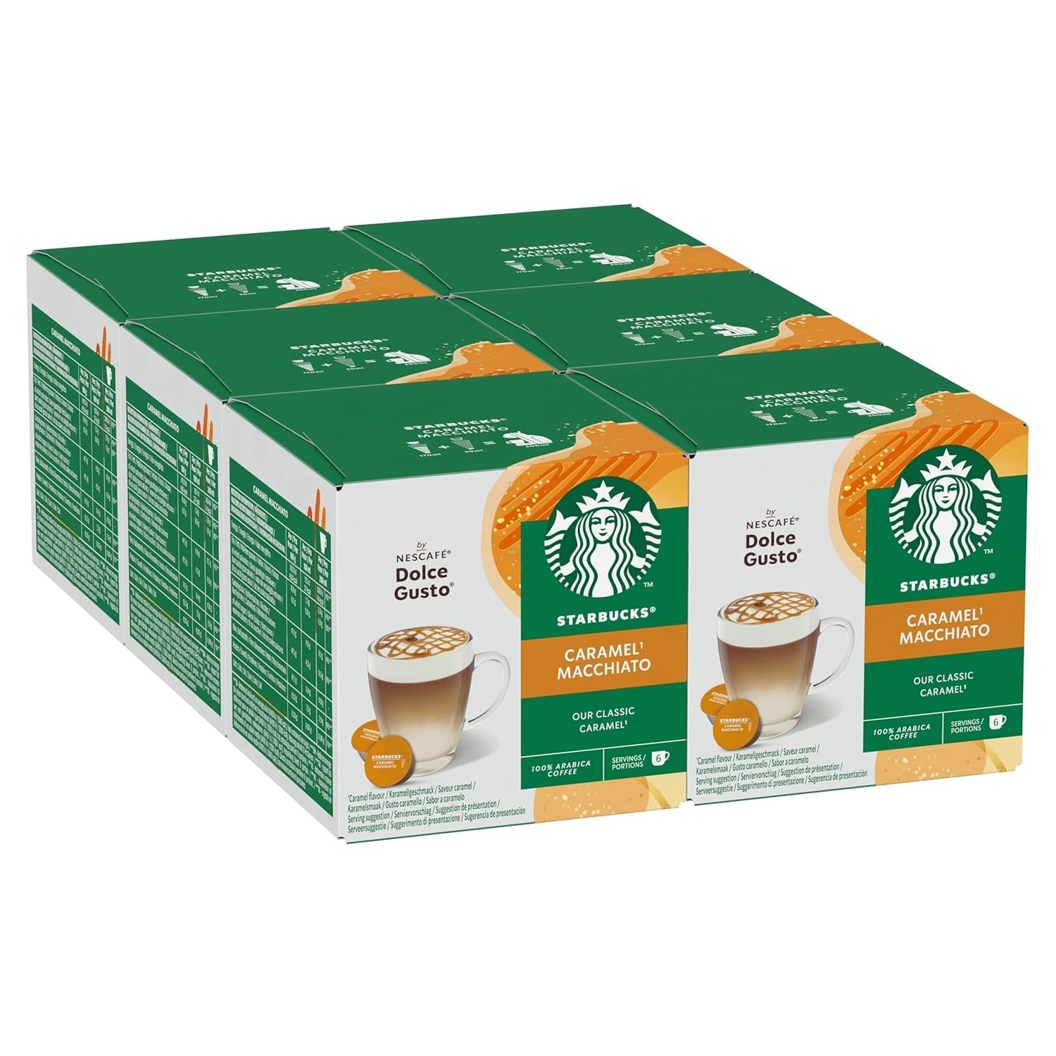 STARBUCKS Caramel Macchiato av Nescafé Dolce Gusto Kaffeekapseln 6 x 12 (72 Kapseln)