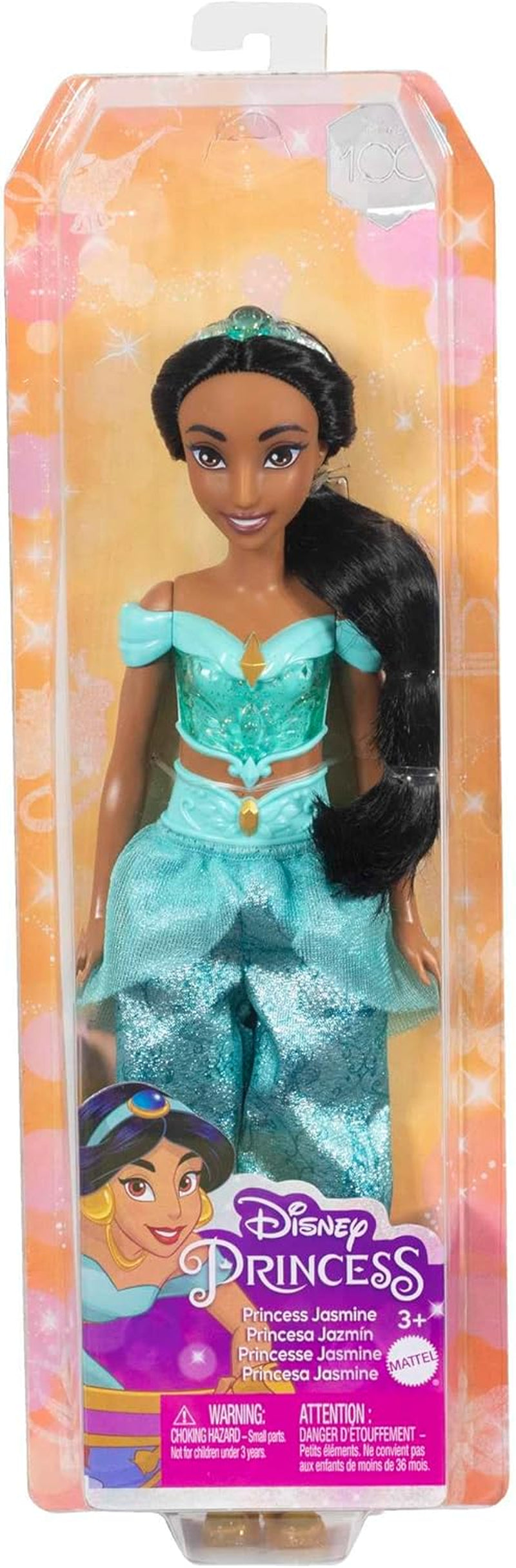 Mattel Disney Princess Toy Jasmine Mode rörlig docka med gnistrande kläder och tillbehör Disney film inspirerad present för barn HLW12 Naty Shop Dolls
