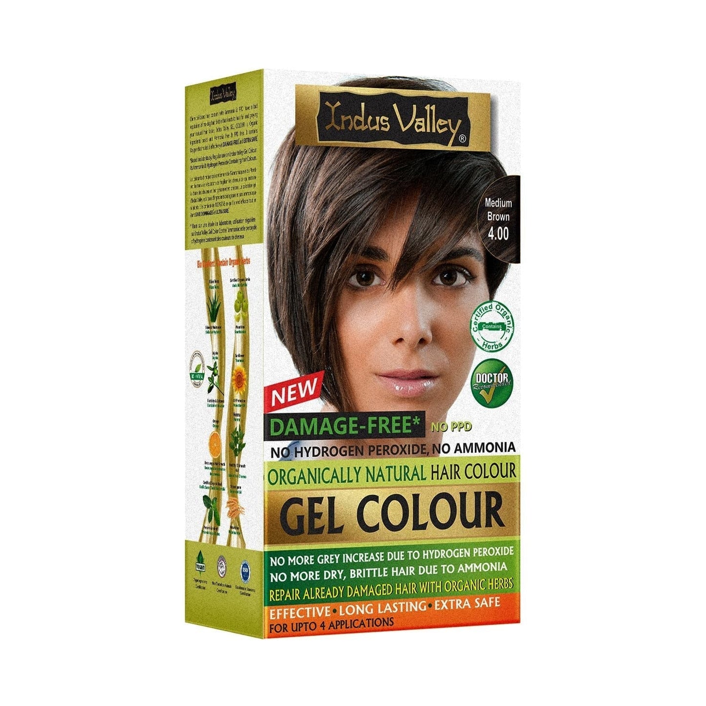 Indus Valley Natural Damage Free Gel Hårfärg | Ammoniakfri, vegan och grymhetsfri | Upp till 100 % grå täckning, långvariga resultat | Ljus kastanj 5.0 (20 gram + 200 ml) Hårfärgning Naty Shop Mellanbrun