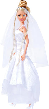 Simba 105733414 - Steffi Love Bröllopsklänning, Blandade 2 Designs, Endast ett föremål tillhandahålls, Docka i en vacker brudklänning, 29cm, Ålder 3+