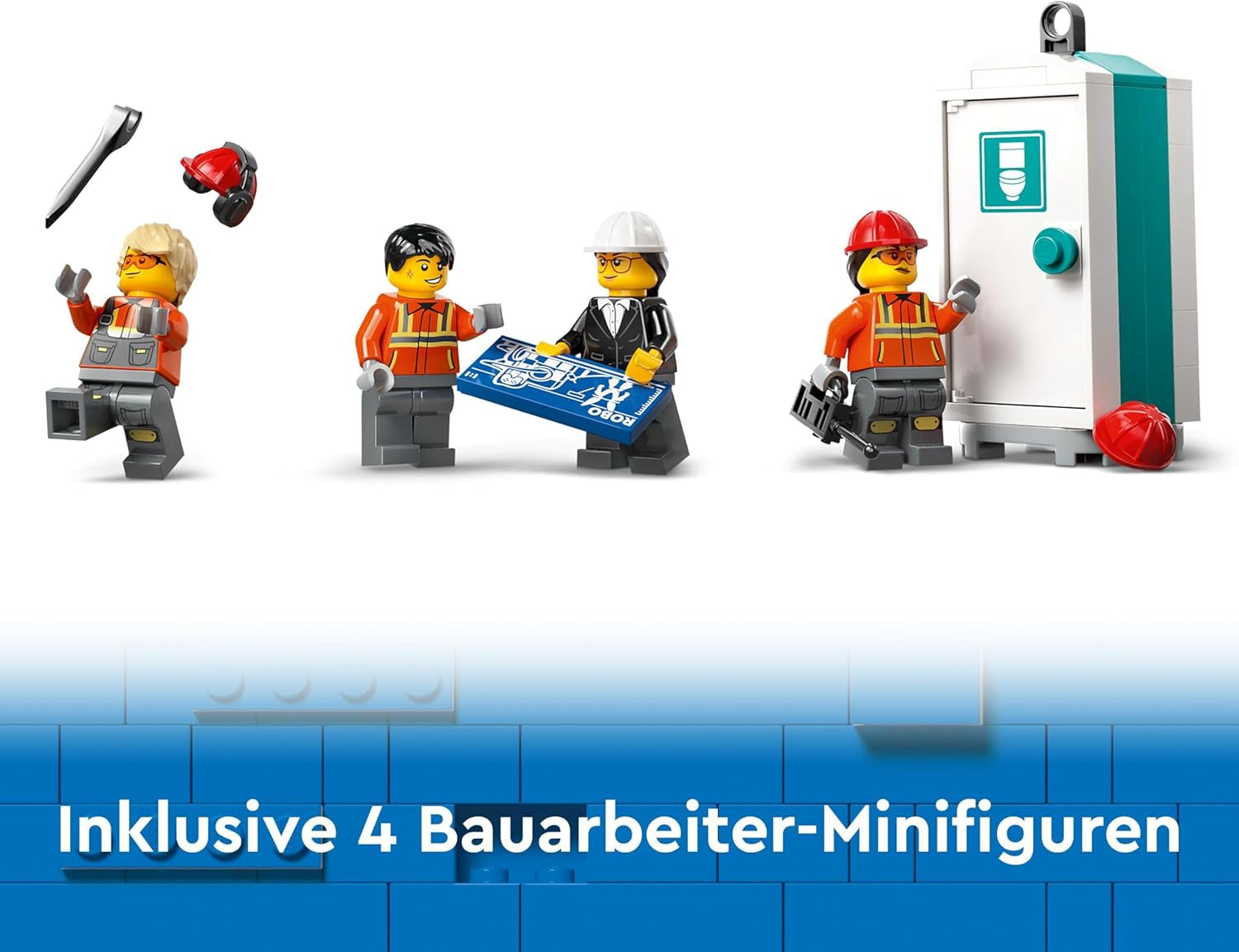 LEGO City Mobil byggkran Byggleksak för pojkar och flickor Kreativa barn Present Lång förlängbar arm 4 Minifigurer för byggnadsarbetare för rollspel 60409 Byggset Besuche den LEGO-Store