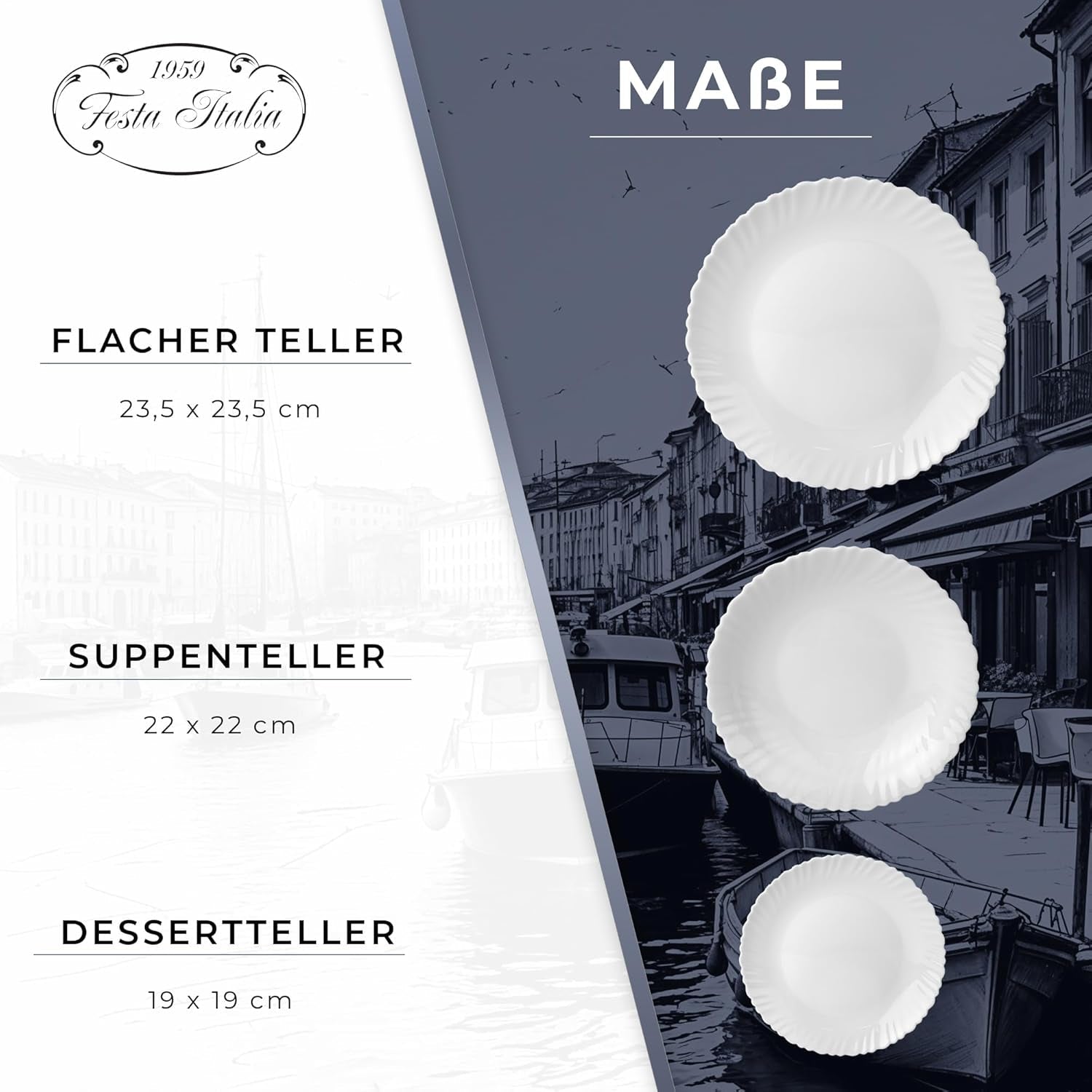Servis set för 6 - 18 stycken - Opalglas servisset - vitt servisset - skål och tallrik set - modernt servis - tallrikar - bordsservering - servisset för 6
