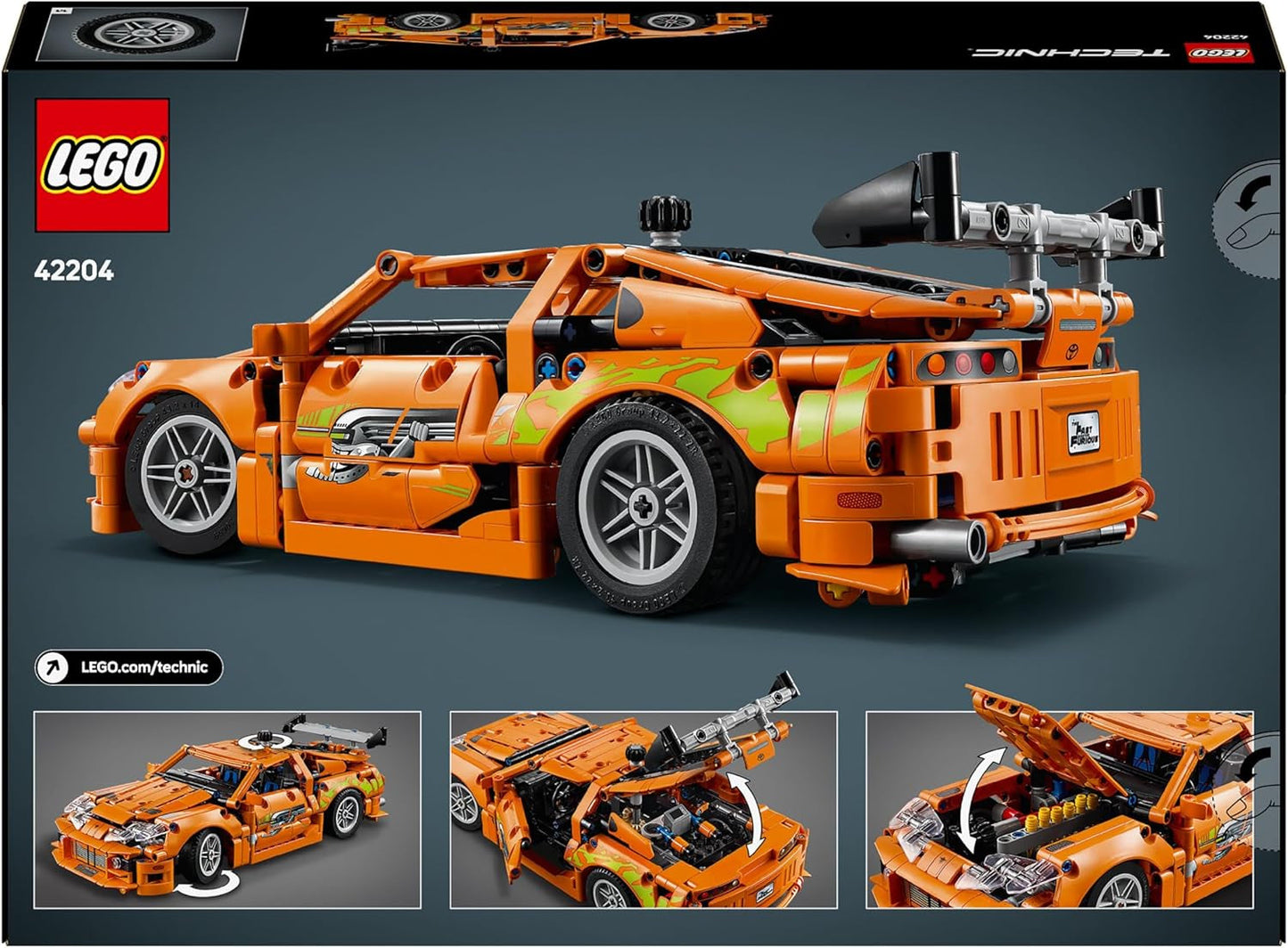LEGO Technic Fast and Furious Toyota Supra MK4 - Leksaksbil - Med 6-cylindrig motor och öppningsbara dörrar - Modellset för pojkar och flickor över 9 år - Födelsedagspresentidé 42204 Byggset Beuche den LEGO-Store