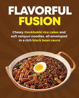 NONGSHIM Rapokki (Jjajang, 400 ml) – äkta koreansk gatumat, ramen och riskakor, svarta bönor; snabb och enkel att tillaga, klar på 4 minuter