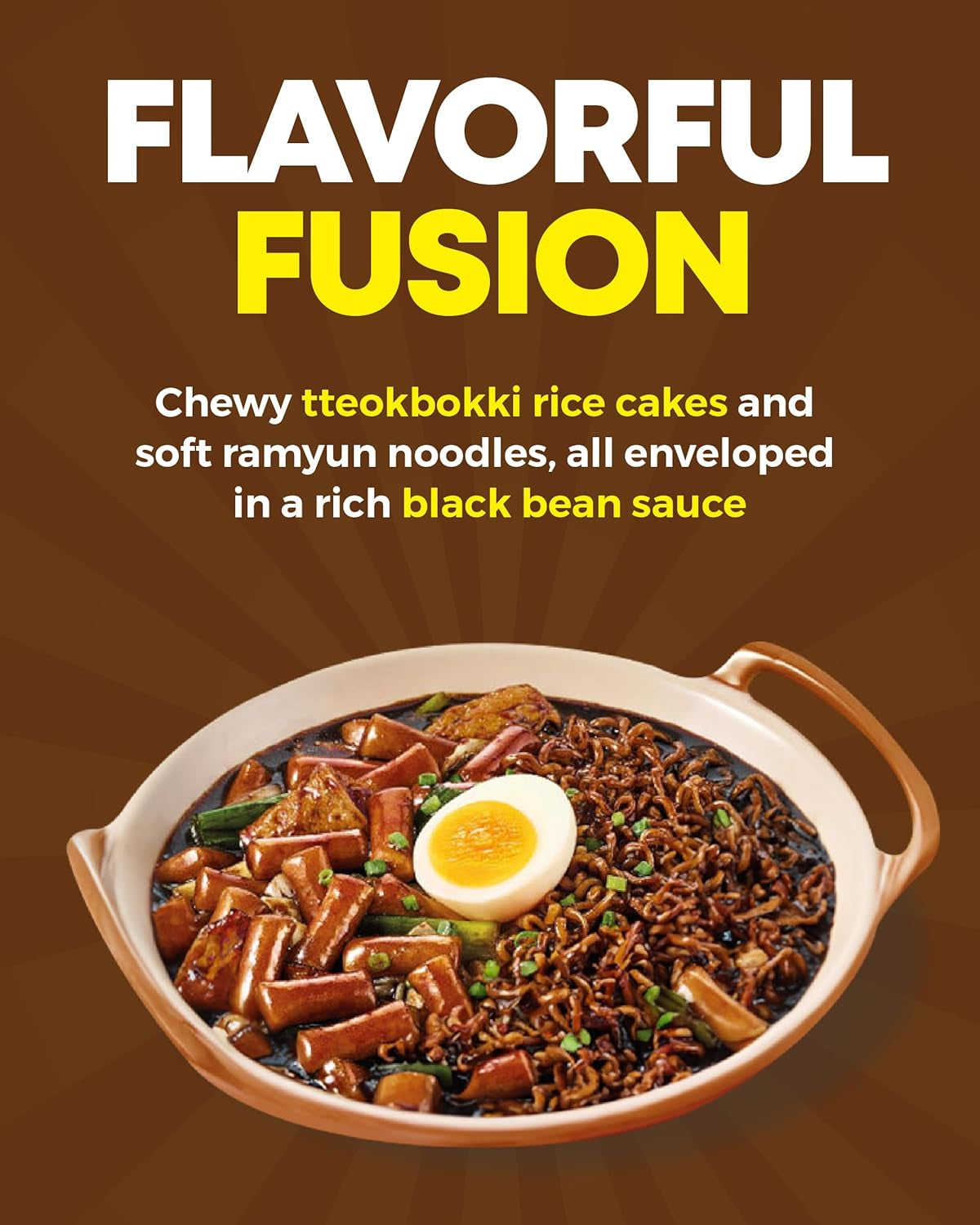NONGSHIM Rapokki (Jjajang, 400 ml) – äkta koreansk gatumat, ramen och riskakor, svarta bönor; snabb och enkel att tillaga, klar på 4 minuter